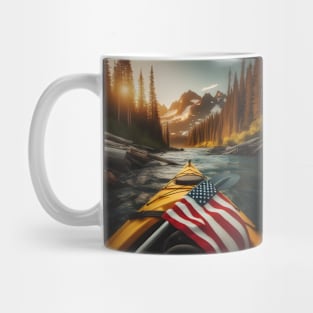 kayak paddle american flag Mug